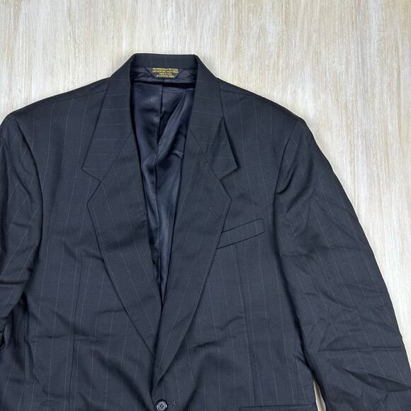 Bachrach Pinstripe 100% Worsted Wool 3 Button Men's Business Blazer Jacket 44L - Picture 2 of 13